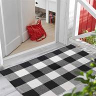 🏡 timhome - black and white buffalo plaid door mat: large checkered outdoor rug for front porch decorations - gingham design (27.5” x 43”) логотип