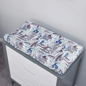 img 2 attached to 🐘 Dwell Studio Safari Skies Animal/Jungle Changing Pad Cover - Super Soft, Blue/Green/White