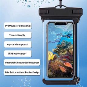 img 1 attached to 📱 HUAG Universal Waterproof Case - IPX8 Phone Pouch Dry Bag for iPhone 12 Pro Max, 11 Pro Max, Xs Max, XR, XS, X, 8, 7, 6S Plus, SE, Galaxy S20 Ultra, S10, S9, S8/Note 10, 9 (up to 7.0") - Black