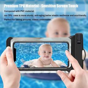 img 3 attached to 📱 HUAG Universal Waterproof Case - IPX8 Phone Pouch Dry Bag for iPhone 12 Pro Max, 11 Pro Max, Xs Max, XR, XS, X, 8, 7, 6S Plus, SE, Galaxy S20 Ultra, S10, S9, S8/Note 10, 9 (up to 7.0") - Black