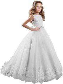 img 4 attached to Champagne White Flower Dresses for Girls - KissAngel Girls' Clothing