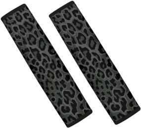 img 2 attached to Goyentu Black Grey Leopard Print Автомобильные ремни безопасности Чехлы Ремень безопасности Наплечные накладки Чехлы Авто Декор Аксессуары Прочный рюкзак / Сумка Наплечные накладки Cushion