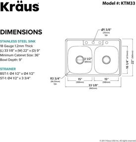 img 2 attached to 🔝 Premium Quality Kraus KTM33: 33-Inch Topmount Stainless Steel Kitchen Sink - 50/50 Double Bowl Design with 18 Gauge Durability