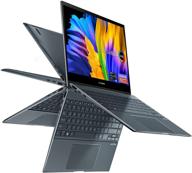 🖥️ asus zenbook flip 13 ultra slim convertible laptop, 13.3” oled fhd touch display, intel core i5-1135g7 processor, intel iris xe graphics, 8gb ram, 512gb ssd, windows 10 home, pine grey, ux363ea-dh51t logo