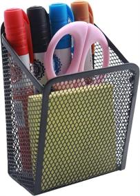 img 1 attached to ❄️ Snow Cooler Magnetic Pencil Holder: Black Mesh Organizer with Generous Compartments and Extra Strong Magnets - Ideal Holder for Whiteboard, Locker Accessories