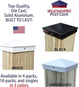 img 1 attached to 🔲 Black Powder Coated Aluminum Fence Post Cap (3 1/2") 4 Pack - Ideal for Mailboxes, Lamp Posts, Decks, Docks, and Piling Caps