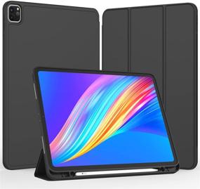 img 3 attached to 📱 iMieet New iPad Pro 12.9 Case 2021 (5th Gen) with Pencil Holder - Supports iPad 2nd Pencil Charging/Pairing, Trifold Stand Smart Case with Soft TPU Back, Auto Wake/Sleep (Black)