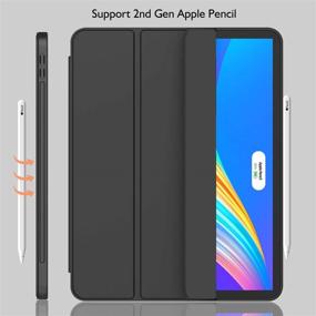 img 2 attached to 📱 iMieet New iPad Pro 12.9 Case 2021 (5th Gen) with Pencil Holder - Supports iPad 2nd Pencil Charging/Pairing, Trifold Stand Smart Case with Soft TPU Back, Auto Wake/Sleep (Black)