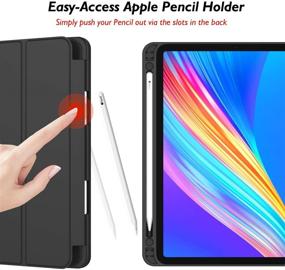 img 1 attached to 📱 iMieet New iPad Pro 12.9 Case 2021 (5th Gen) with Pencil Holder - Supports iPad 2nd Pencil Charging/Pairing, Trifold Stand Smart Case with Soft TPU Back, Auto Wake/Sleep (Black)