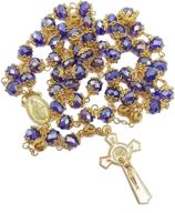 plated crystal rosary miraculous benedict logo