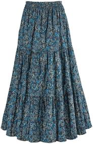 img 3 attached to 👗 CATALOG CLASSICS Women's Reversible Broomstick Skirt: Blue Lagoon Paisley Print and Black Reverse – Versatile Fashion for Every Occasion