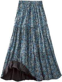 img 4 attached to 👗 CATALOG CLASSICS Women's Reversible Broomstick Skirt: Blue Lagoon Paisley Print and Black Reverse – Versatile Fashion for Every Occasion