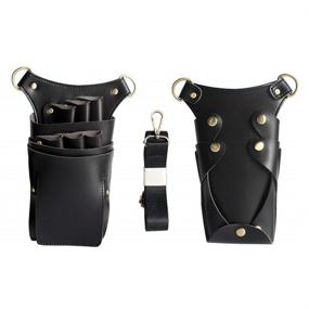 img 3 attached to 🔧 PU Leather Scissor Holster Pouch by Boshiho - Detachable Hair Stylist Tools Bag for Salon Barber Hairdressing, with Waist and Shoulder Belt, fits Comb and Shear