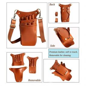 img 1 attached to 🔧 PU Leather Scissor Holster Pouch by Boshiho - Detachable Hair Stylist Tools Bag for Salon Barber Hairdressing, with Waist and Shoulder Belt, fits Comb and Shear