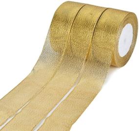 img 1 attached to 🎀 Fashewelry Golden Glitter Organza Ribbon - 5 Rolls, 125 Yards - Ideal for Bows, Presents, Crafts, Weddings, Birthdays & More!