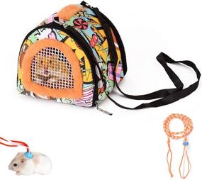 img 4 attached to 🐹 Linifar Hamster Carrier Bag: Breathable & Portable Small Animal Travel Bag with Detachable Strap Zipper for Hedgehog, Rat, Squirrel, Sugar Glider, and Tortoise