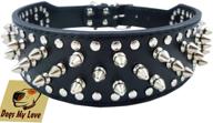 🐶 premium spiked studded dog collar: 19"-22" black faux leather, 37 spikes 60 studs - perfect for pitbulls and boxers logo