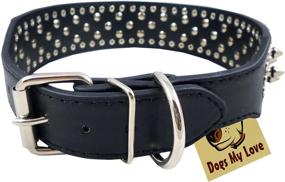 img 1 attached to 🐶 Premium Spiked Studded Dog Collar: 19"-22" Black Faux Leather, 37 Spikes 60 Studs - Perfect for Pitbulls and Boxers