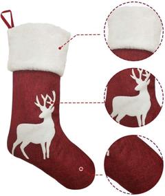 img 1 attached to 🎅 Vanteriam 19 Inch Large Red Burlap Christmas Stockings with Reindeer and Plush Faux Fur Cuff - 4 Pack for Family Holiday Xmas Party Decorations