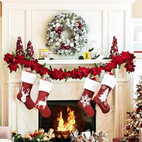 img 2 attached to 🎅 Vanteriam 19 Inch Large Red Burlap Christmas Stockings with Reindeer and Plush Faux Fur Cuff - 4 Pack for Family Holiday Xmas Party Decorations