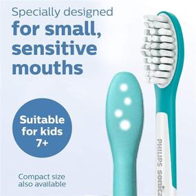 img 1 attached to Philips Sonicare для детей 7+ Оригинальные сменные насадки для зубных щеток - 2 насадки, бирюзовый и белый, стандартные - HX6032/94