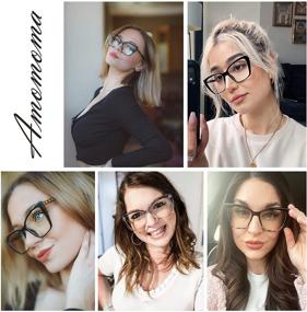 img 3 attached to 😎 AMOMOMA AM6031 TR90 Oversized Blue Light Reading Glasses for Women - Stylish Square Cat Eye Design