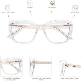 img 2 attached to 😎 AMOMOMA AM6031 TR90 Oversized Blue Light Reading Glasses for Women - Stylish Square Cat Eye Design