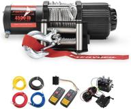 🔧 12v 4500lbs электрический стальной трос atv лебедка комплект для буксировки atv/utv на прицепе для бездорожья - fieryred с беспроводным пультом управления и кронштейном для монтажа логотип
