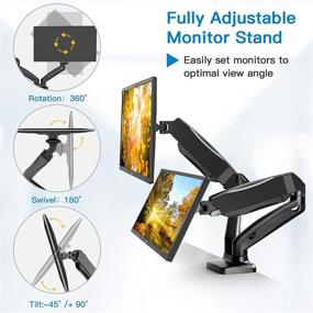 img 2 attached to 🖥️ HUANUO Dual Monitor Stand - Fully Adjustable Gas Spring LCD Monitor Arm VESA Mount for 13" to 27" Flat and Curved Computer Screens - Each Arm Supports Up to 17.6lbs