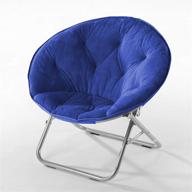 стильное городское магазинное кресло с искусственным мехом: удобное и модное кресло на металлическом каркасе одного размера, красивый голубой дизайн. логотип