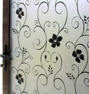 🖤 frosted glass film - duofire window film for privacy & uv protection - static cling window sticker for bathroom bedroom living room - black flower design (23.6in. x 78.7in.) logo