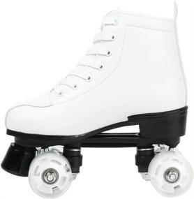 img 1 attached to 👟 Classic High-Top PU Leather Double-Row Roller Skates for Women, Men, and Girls – Four-Wheel Unisex Roller Skates