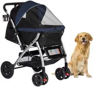 hpz pet rover premium heavy duty dog/cat/pet stroller: convenient convertible compartment & zipperless entry for easy travel with small, medium, large pets logo