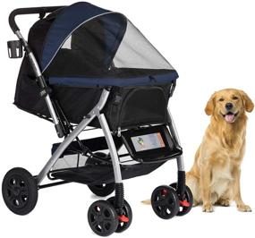 img 4 attached to HPZ Pet Rover Premium Heavy Duty Dog/Cat/Pet Stroller: Convenient Convertible Compartment & Zipperless Entry for Easy Travel with Small, Medium, Large Pets