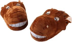 img 1 attached to 🐾 Plush Microfiber Unisex Children's Animal Slippers - Size 1, 2, 3