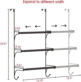 img 3 attached to 🛁 Bronze Auledio Triple Bathroom Towel Holder Rack with Hooks - Adjustable Over The Door