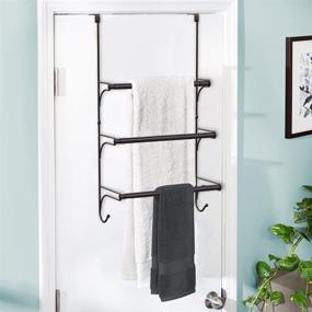 img 1 attached to 🛁 Bronze Auledio Triple Bathroom Towel Holder Rack with Hooks - Adjustable Over The Door