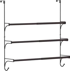 img 4 attached to 🛁 Bronze Auledio Triple Bathroom Towel Holder Rack with Hooks - Adjustable Over The Door