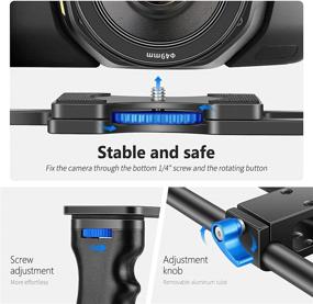 img 1 attached to 📷 Enhanced Neewer Camera Video Cage Film Movie Making Kit with Top Handle, Dual Hand Grip, Two 15mm Rods - Compatible with Canon, Sony, Fujifilm, Nikon DSLR Camera & Camcorder (Black + Blue)