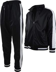 img 4 attached to 🏃 Black Athletic Tracksuit Set for Men - Men's Clothing Style 877