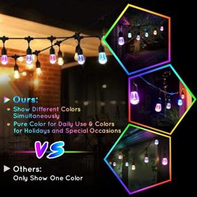img 2 attached to 🎉 HueLiv 2-Pack 49FT Colored Outdoor String Lights: Dimmable Warm White & RGB Café LED Lights for Christmas, Holiday | 30+4 Impact Resistant Bulbs, Commercial Patio Light | 3 Remote Control, Upgraded Version | 98FT Extension