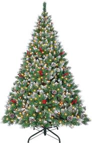 img 4 attached to Anbero 6ft Pre Lit Artificial Christmas Tree with 350 LEDs 🎄 for Party Decoration - Flame Retardant PVC Branches, 8 Flashing Modes, Metal Stand
