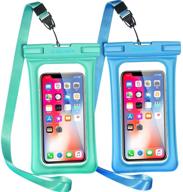 📱 2-pack glbsunion ipx8 floating waterproof phone case - blue and cyan lanyard pouch for iphone 12, 11 pro, xs max, xr, x 8, 7, galaxy s21, s20, note, google pixel - up to 6.9 inches logo