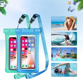 img 1 attached to 📱 2-Pack GLBSUNION IPX8 Floating Waterproof Phone Case - Blue and Cyan Lanyard Pouch for iPhone 12, 11 Pro, Xs Max, Xr, X 8, 7, Galaxy S21, S20, Note, Google Pixel - Up to 6.9 Inches