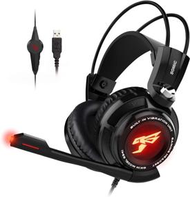 img 4 attached to 🎧 SOMIC G941 Gaming Headset: 7.1 Virtual Surround Sound USB Over Ear Headphone for PS4, PC & Laptop - Mic, Volume Control, LED (Black)