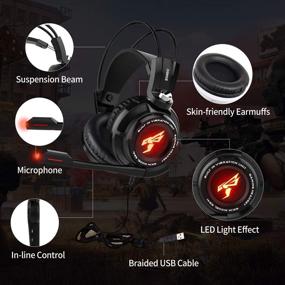 img 2 attached to 🎧 SOMIC G941 Gaming Headset: 7.1 Virtual Surround Sound USB Over Ear Headphone for PS4, PC & Laptop - Mic, Volume Control, LED (Black)