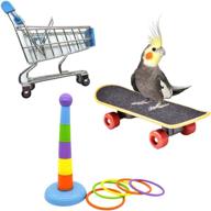 zocone 3-piece set bird toy: mini shopping cart perch, skateboard, and ring toss game for parakeet cockatiel budgie training & play logo