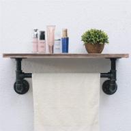 🛁 wuxiuqi industrial pipe shelf: rustic wall shelf with towel bar for bathroom - 1-tiered pipe shelves - wood shelving (1-layer, 24in) logo