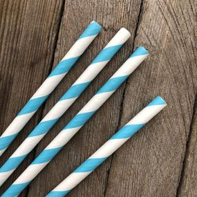 img 1 attached to Light Blue Stripe Paper Straws