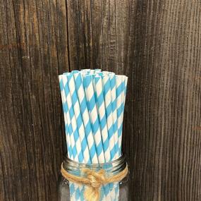 img 2 attached to Light Blue Stripe Paper Straws